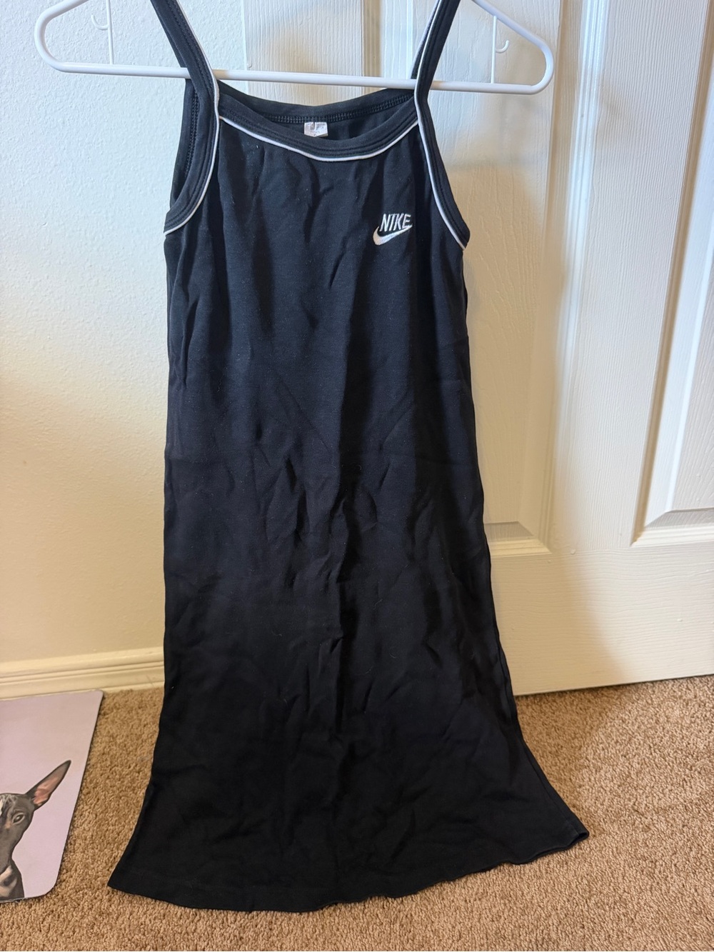 Nike Black Midi Tank Dress with White Trim